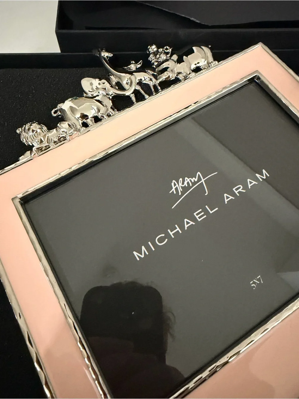 Michael Aram Pink Enamel Frame with Safari Animal Accents